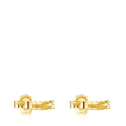Pendientes trepadores osos con baño de oro 18 kt sobre plata Straight