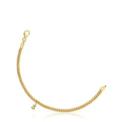 Pulsera cadena barbada con baño de oro 18 kt sobre plata Bold Bear