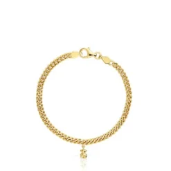 Pulsera cadena barbada con baño de oro 18 kt sobre plata Bold Bear