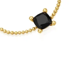 Pulsera cadena con detalles en baño de oro 18 kt sobre plata y ónix Color Black