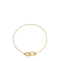 Pulsera cadena de oro doble Hold Oval