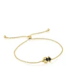 Pulsera cadena motivo oso con baño de oro 18 kt sobre plata y ónix Color Bear