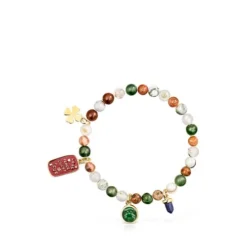 Pulsera con baño de oro 18 kt sobre plata y ágatas TOUS Good Vibes