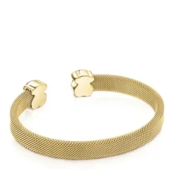 Pulsera de acero IP dorado y malaquita Mesh Color