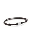 Pulsera de acero y cordón en color marrón Super Micro