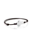 Pulsera de acero y cordón marrón TOUS Cruz
