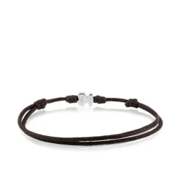 Pulsera de acero y cordón en color marrón Super Micro