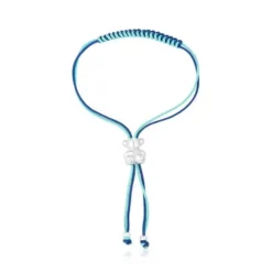 Pulsera de cordón turquesa y azul marino con oso de plata Bold Bear