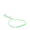 Pulsera de cordón verde y azul con oso de plata Bold Bear