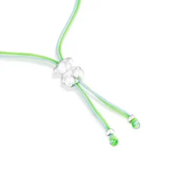 Pulsera de cordón verde y azul con oso de plata Bold Bear