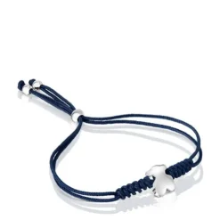 Pulsera de nylon con motivo oso de plata Bold Motif