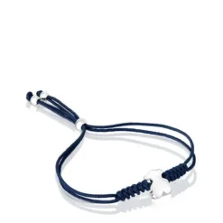 Pulsera de nylon con motivo oso de plata Bold Motif