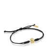 Pulsera de nylon y oso de oro en color negro Bold Bear