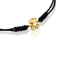Pulsera de nylon y oso de oro en color negro Bold Bear