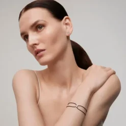Pulsera de oro blanco con diamante y cordón negro TOUS ATELIER