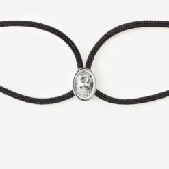 Pulsera de oro blanco con diamante y cordón negro TOUS ATELIER
