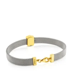 Pulsera de oro y acero 0,7cm Mesh