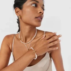Pulsera de perlas cultivadas con baño de oro 18 kt sobre plata Lure