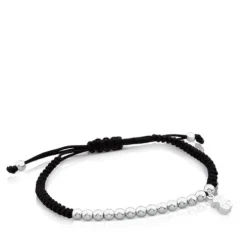 Pulsera de plata y cordón en color negro Hiper Micro