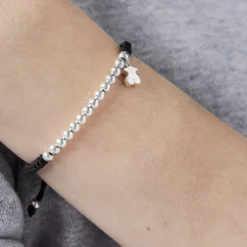 Pulsera de plata y cordón en color negro Hiper Micro