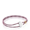 Pulsera elástica burdeos con corazón de plata Sweet Dolls
