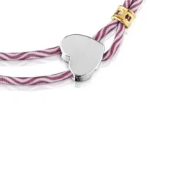 Pulsera elástica burdeos con corazón de plata Sweet Dolls