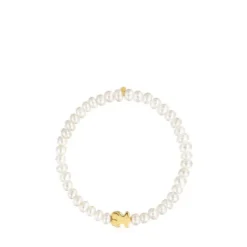 Pulsera elástica en oro amarillo y perlas cultivadas Sweet Dolls
