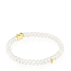 Pulsera elástica en oro amarillo y perlas cultivadas Sweet Dolls