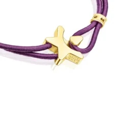 Pulsera elástica lila con estrella con baño de oro 18 kt sobre plata Sweet Dolls