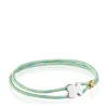 Pulsera elástica menta con oso de plata Sweet Dolls