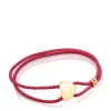 Pulsera elástica roja con corazón con baño de oro 18 kt sobre plata Sweet Dolls