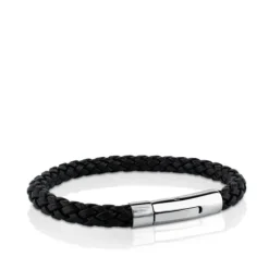 Pulsera en acero y cuero trenzado TOUS Man