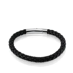 Pulsera en acero y cuero trenzado TOUS Man