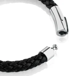 Pulsera en acero y cuero trenzado TOUS Man