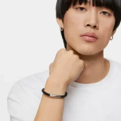 Pulsera en acero y cuero trenzado TOUS Man