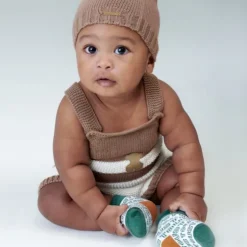 Ranita de punto de bebé Tricot a rayas beige