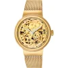 Reloj analógico automático Rond de acero IP dorado