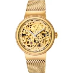 Reloj analógico automático Rond de acero IP dorado