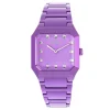 Reloj analógico con brazalete de aluminio lila Karat Squared