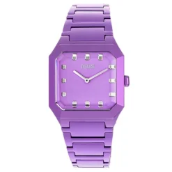 Reloj analógico con brazalete de aluminio lila Karat Squared