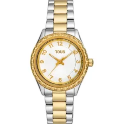 Reloj analógico con brazalete de acero y acero IPG dorado TOUS T-Bear Kdt