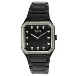 Reloj analógico con brazalete de aluminio negro y zirconias Karat Squared