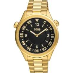 Reloj analógico con brazalete de acero IPG dorado y esfera negra TOUS Now