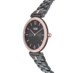 Reloj analógico con brazalete de acero IP gris y acero IPRG rosado S-Band