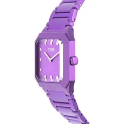 Reloj analógico con brazalete de aluminio lila Karat Squared