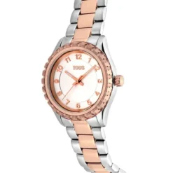 Reloj analógico con brazalete de acero y acero IPRG rosado TOUS T-Bear Kdt