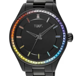 Reloj analógico con brazalete de acero IP negro T-Shine