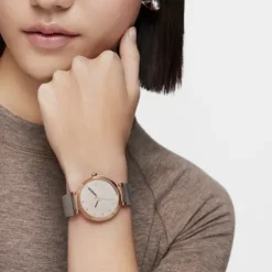 Reloj analógico con brazalete de acero y caja de aluminio en color IPRG rosado TOUS S-Mesh Mirror