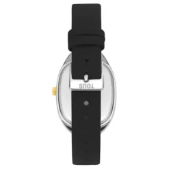 Reloj analógico de acero IPG dorado con correa de piel negra Heritage