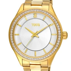 Reloj analógico T-Shine de acero IP dorado con zirconias cúbicas